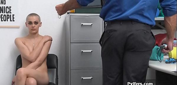  Buzz cut teen thief drilled hard on the office desk